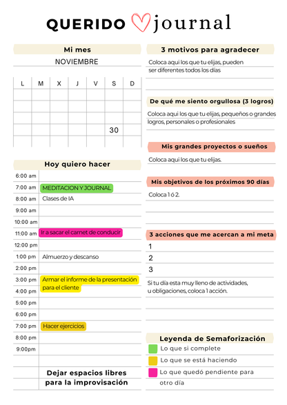 Plantilla editable en Canva del Journal (Diario) + Seguimiento de Hábitos