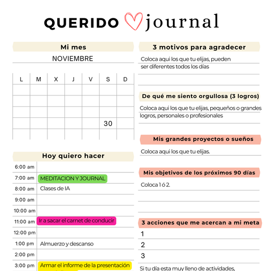 Plantilla editable en Canva del Journal (Diario) + Seguimiento de Hábitos