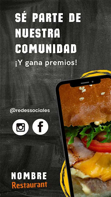 Plantillas Editables para tus Historias de Instagram - Restaurante Fast Food